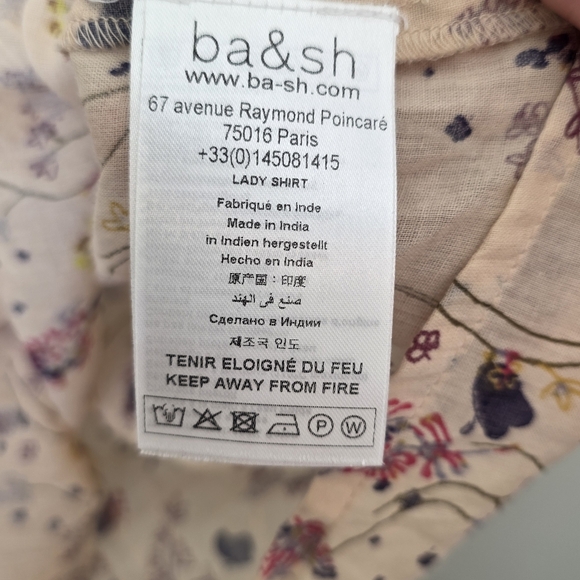 ba&sh Blouna Cotton Floral Printed Top Boho Cotton 2 - Picture 4 of 8